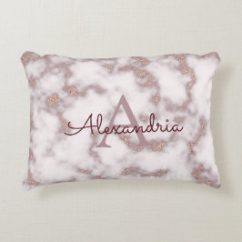 Rose Gold Foil Glitzer in rosa Marmormonogramm Dekokissen