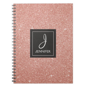 Rose Gold Foil Glitzer Sparkeller Monogram Noteboo Notizblock