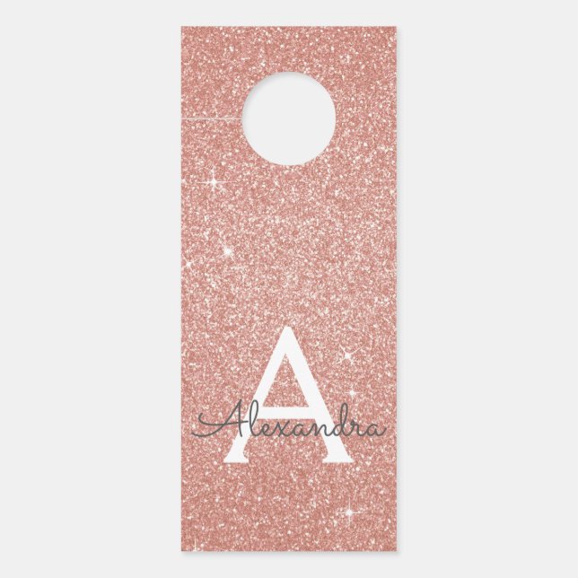 Rose Gold Foil Glitzer Sparkone Monogramm Türanhänger (Vorderseite)