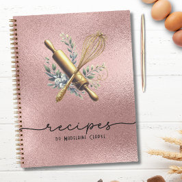 Rose Gold Foil & Gold Whisk Bäckerei Backgeschirr Notizbuch