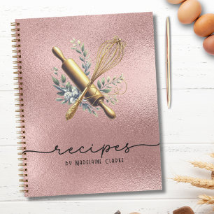 Rose Gold Foil & Gold Whisk Bäckerei Backgeschirr Notizbuch