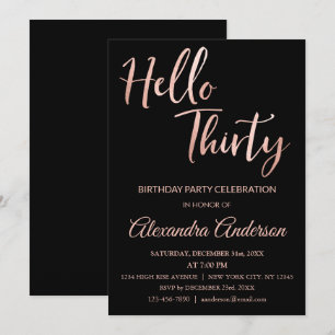 Rose Gold Foil Hallo 30 Geburtstagsparty Einladung