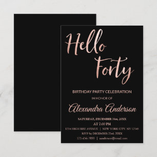 Rose Gold Foil Hallo 40 Geburtstagsparty Einladung