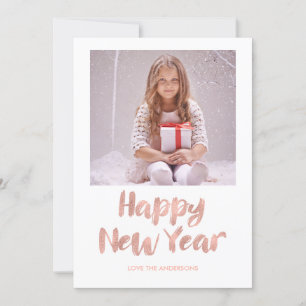 Rose Gold Foil Happy Silvester Fotokarte Feiertagskarte
