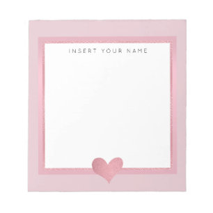 Rose Gold Foil Heart Notepad 5.5" x 6" Notizblock
