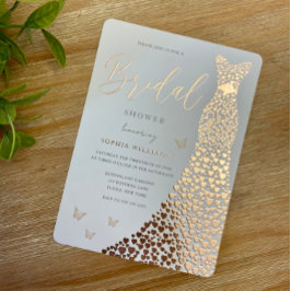 Rose Gold Foil Herzkleid Schmetterling Brautparty Folieneinladung