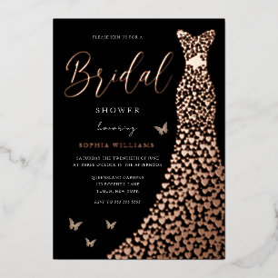 Rose Gold Foil Herzkleid Schwarzes Brautparty Folieneinladung