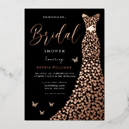 Rose Gold Foil Herzkleid Schwarzes Brautparty Folieneinladung