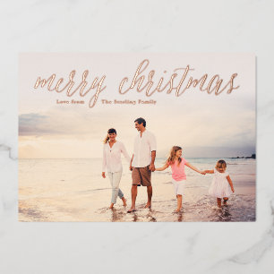 Rose Gold Foil Joyeux Noël Crème Carte photo de No