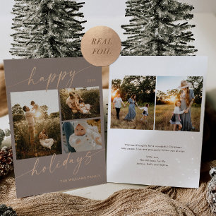 Rose Gold Foil Joyeux vacances Photo Carte de Noël