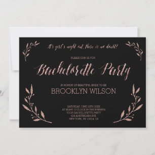 Rose Gold Foil Junggeselinnen-Abschied lädt Black Einladung