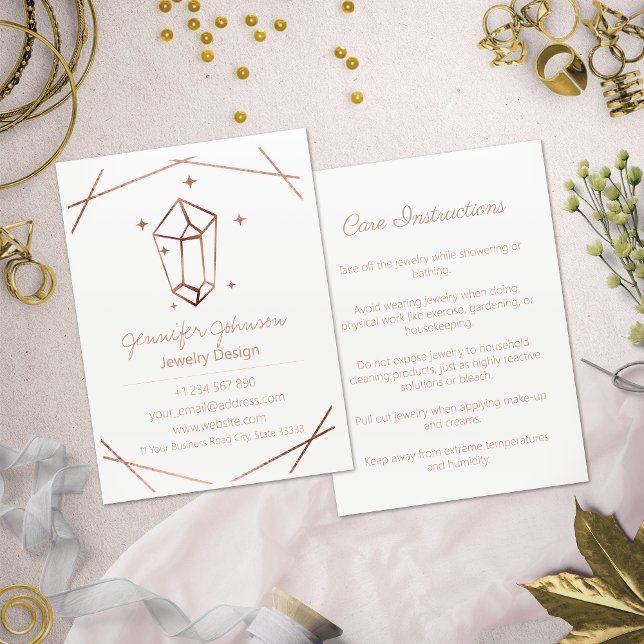 Rose Gold Foil Juwelierpflege Weiße Visitenkarte (Von Creator hochgeladen)