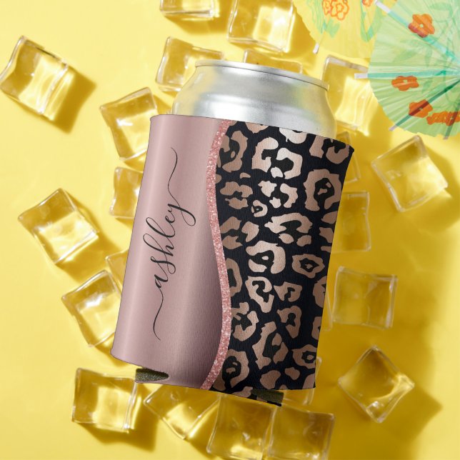 Rose Gold Foil Leopard Print Dosenkühler (In Situ Sommer)