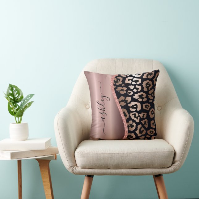 Rose Gold Foil Leopard Print Kissen (Stuhl )