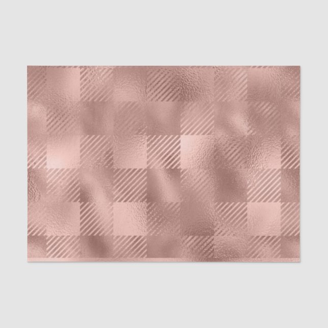Rose gold Foil Look Buffalo Kariert Gingham Seidenpapier (Vorderseite)