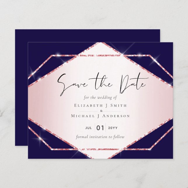 Rose Gold Foil Look Geometric Wedding (Vorne/Hinten)