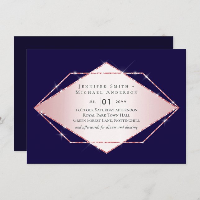 Rose Gold Foil Look Geometric Wedding (Vorne/Hinten)