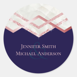 Rose Gold Foil Look Geometric Wedding Runder Aufkleber