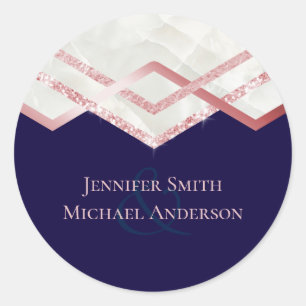 Rose Gold Foil Look Geometric Wedding Runder Aufkleber