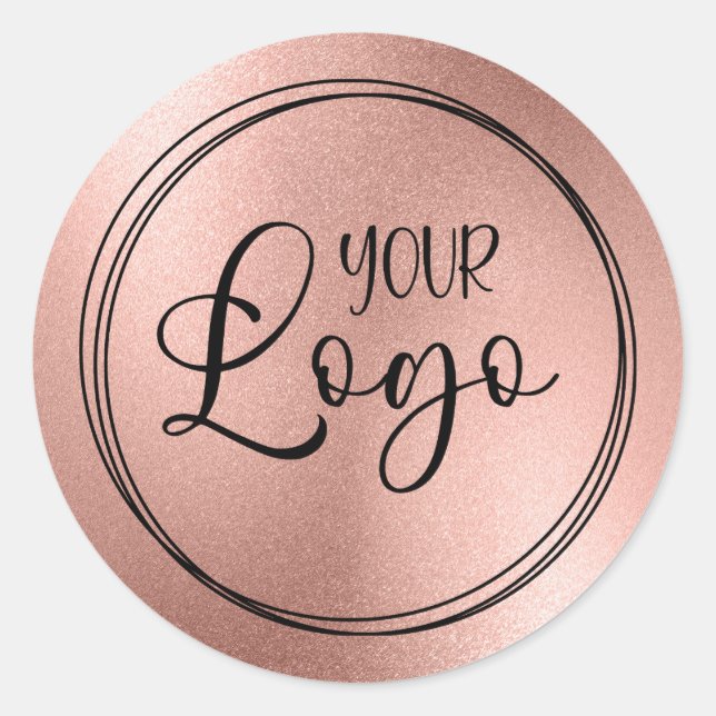 Rose Gold Foil Look Logo Runder Aufkleber (Vorderseite)