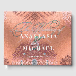 Rose Gold Foil Luxus Glam Stilvolle Hochzeit Gästebuch