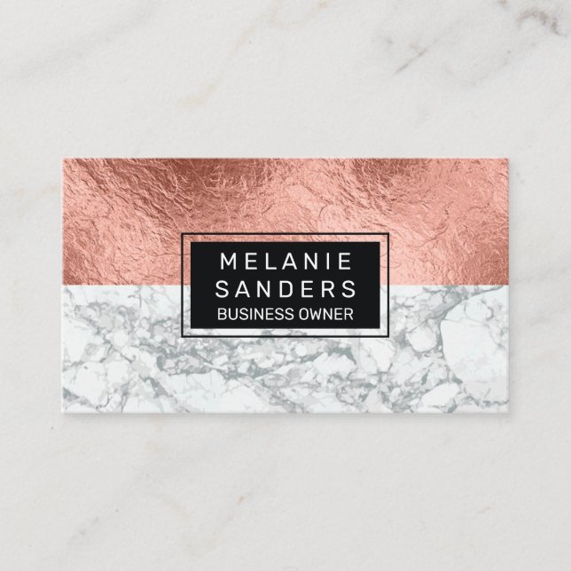 Rose Gold Foil | Marmor Visitenkarte (Vorderseite)