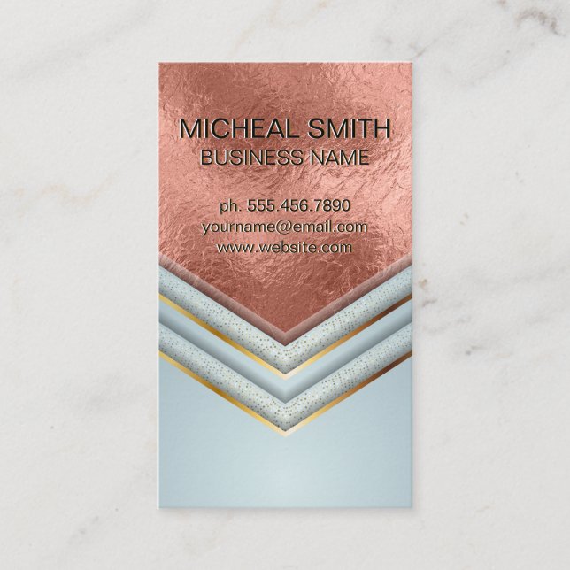 Rose Gold Foil Metallic | Luxusformen Visitenkarte (Vorderseite)