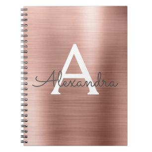 Rose Gold Foil Metallic Monogram Notebook Notizblock