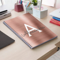 Rose Gold Foil Metallic Monogram Notebook