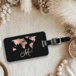 Rose Gold Foil Metallic World Map Luggage Monogram Gepäckanhänger<br><div class="desc">Dieses Design wurde mithilfe von digitaler Kunst erstellt und kann in dem Bereich personalisiert sein, der zur Verfügung gestellt wird, oder indem Sie den Klick wählen, um weitere Optionen anzupassen und den Namen, die Initialen oder die Wörter zu ändern. Sie können auch die Textfarbe und den Textstil ändern oder den...</div>