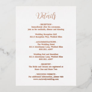 Rose Gold Foil Moderne Hochzeitskarte Folie Einladungspostkarte