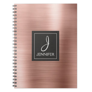 Rose Gold Foil Monogram Notebook Notizblock
