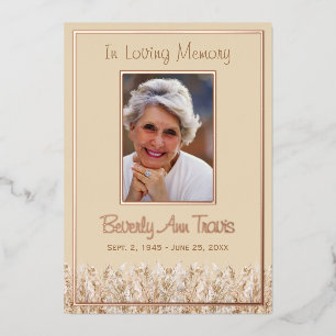 Rose Gold Foil photo carte funéraire avec poème