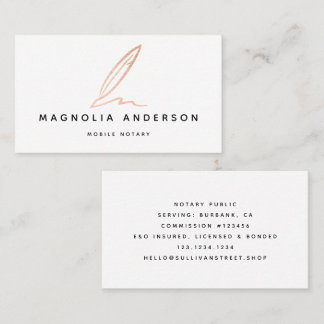 Rose Gold Foil Quill Business Card Telefonnummerkarte