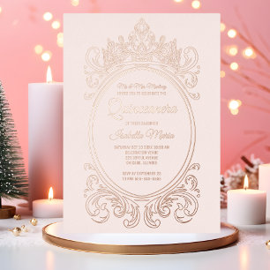 Rose Gold Foil Quinceañera Einladungen Kräuter Ros