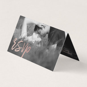 Rose Gold Foil Script Foto RSVP Karte