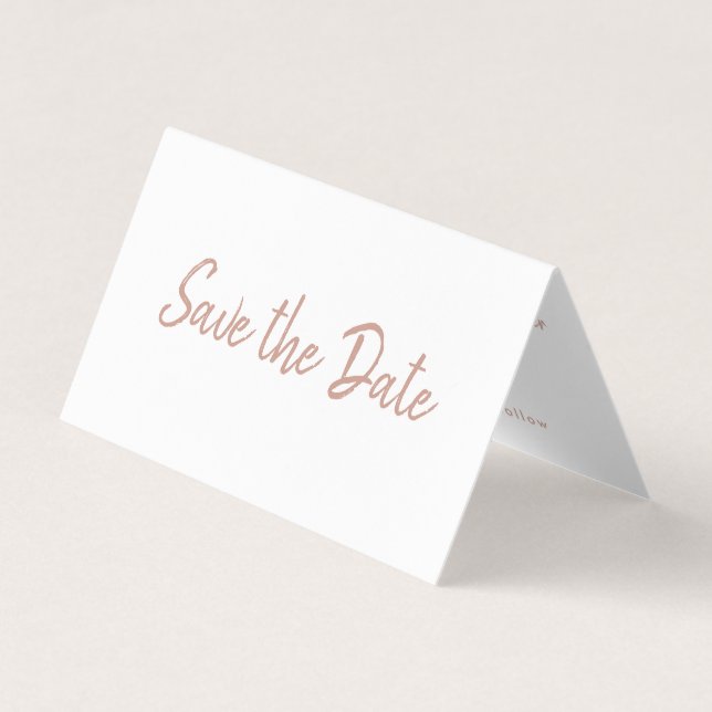 Rose Gold Foil & Script Foto Save the Date Card Visitenkarten (Vorderseite)