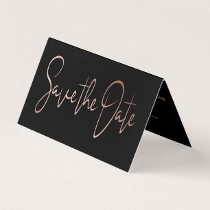 Rose Gold Foil Script Foto Save the Date Card Visitenkarten