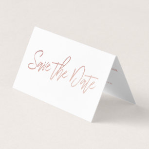 Rose Gold Foil Script Foto Save the Date Card Visitenkarten