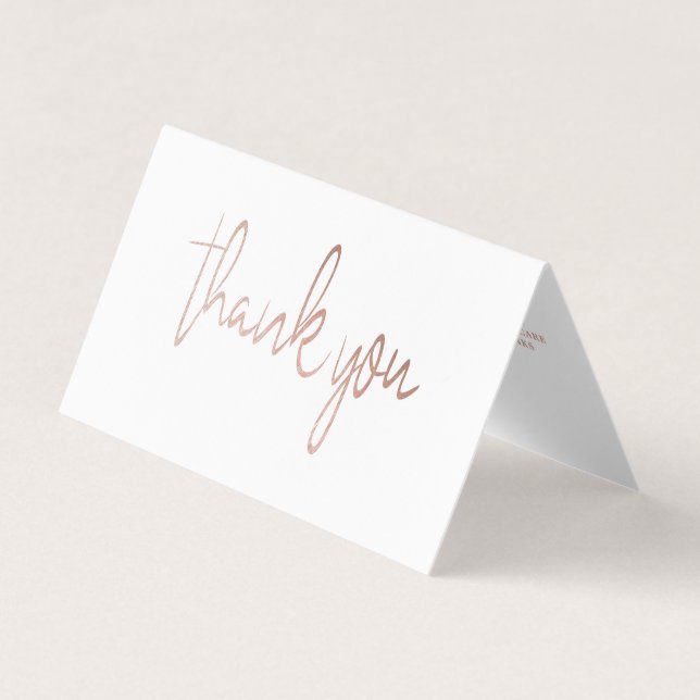 Rose Gold Foil Script Logo Business Danke Karte (Vorderseite)