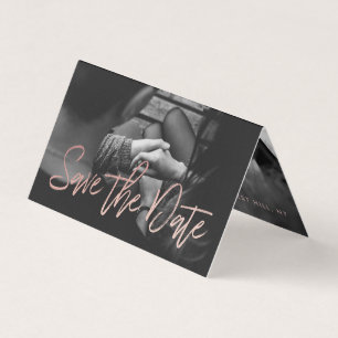 Rose Gold Foil Script Photo Enregistrer La Carte D