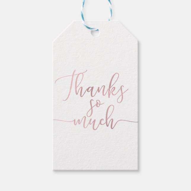 Rose Gold Foil Script Vielen Dank Geschenkanhänger (Vorderseite)