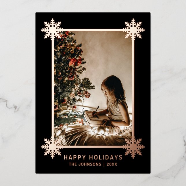 Rose Gold Foil Snowflakes Vacances PHOTO Foil (Recto)