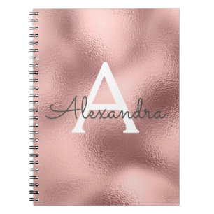 Rose Gold Foil Sparkasse Monogram Notebook Notizblock