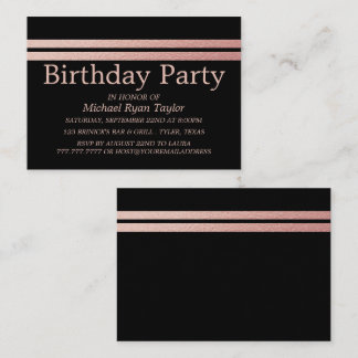 Rose Gold Foil Streifen Geburtstagsparty Ticket