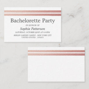 Rose Gold Foil Streifen Junggeselinnen-Abschied Ti Visitenkarte