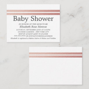 Rose Gold Foil Streifen, White Baby Duschkarte Visitenkarte