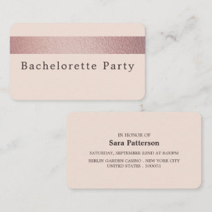 Rose Gold Foil Strip, Junggeselinnen-Abschied Tick Visitenkarte