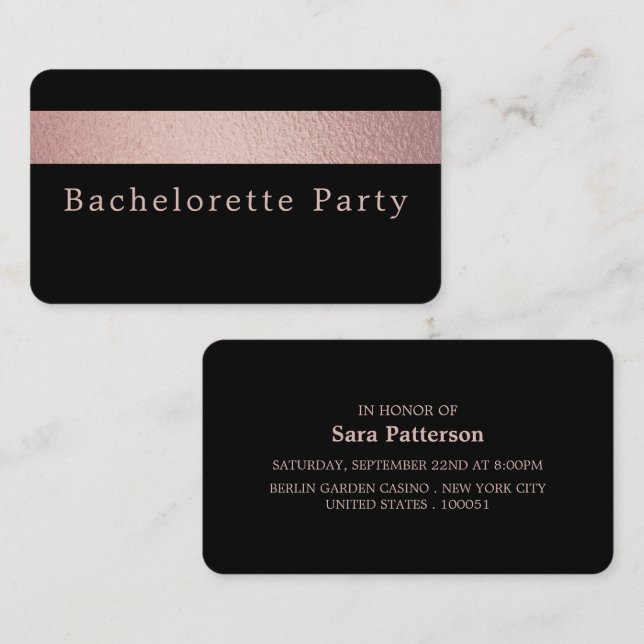 Rose Gold Foil Strip, Junggeselinnen-Abschied Tick Visitenkarte (Vorne/Hinten)