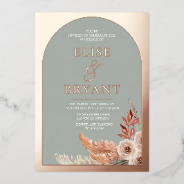 Rose Gold Foil Text Arch Boho Blumenhochzeit Folieneinladung